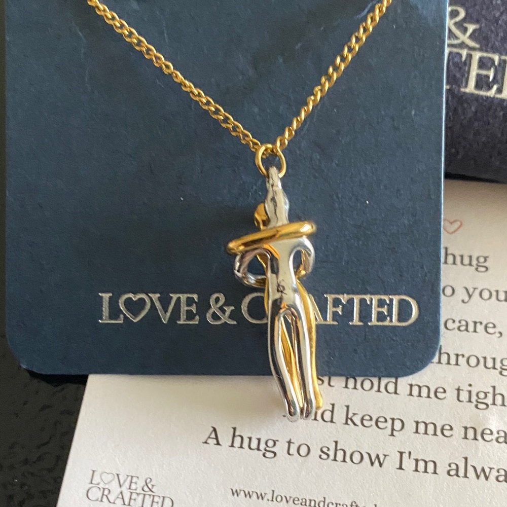 Love & Crafted Couple's Hug Gold and Silver Pendant Necklace